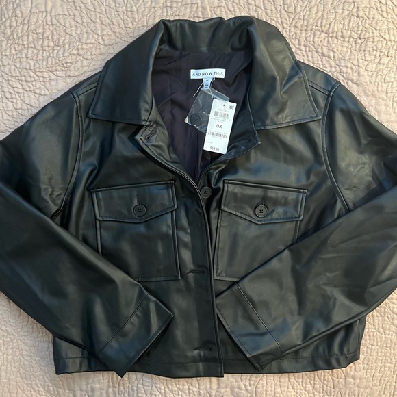 And Now This Jackets & Blazers - NWT- “And Now This” Black Faux Leather Jacket. Size OX